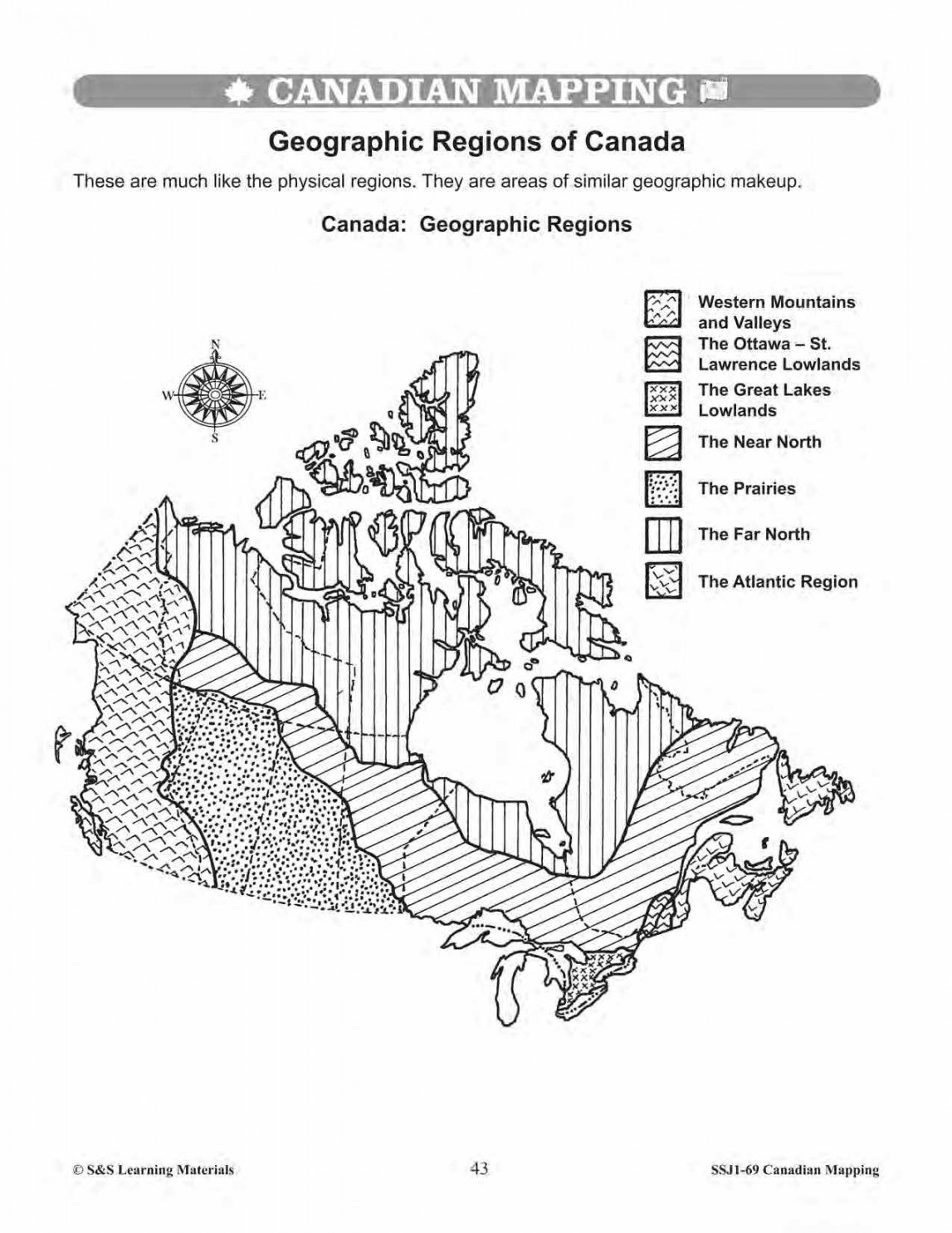 Geographic & Physical Regions in Canada Worksheets Grades -