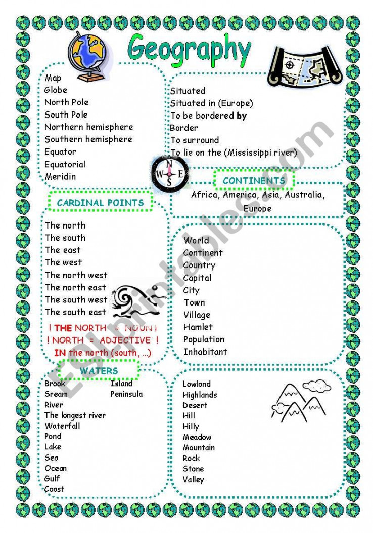 Geography (Vocabulary) - ESL worksheet by petamaty