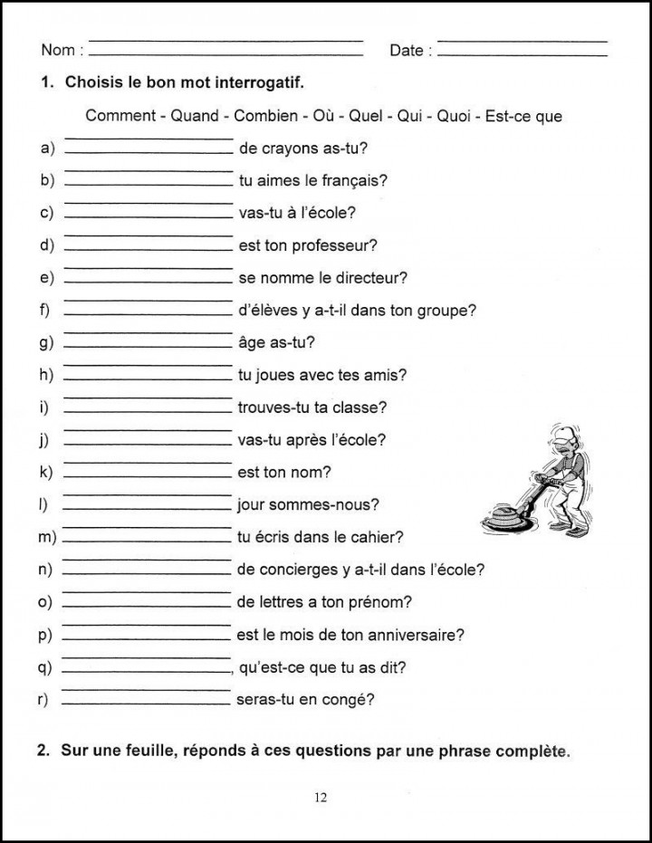 Grade  French Worksheets  French worksheets, Learn french