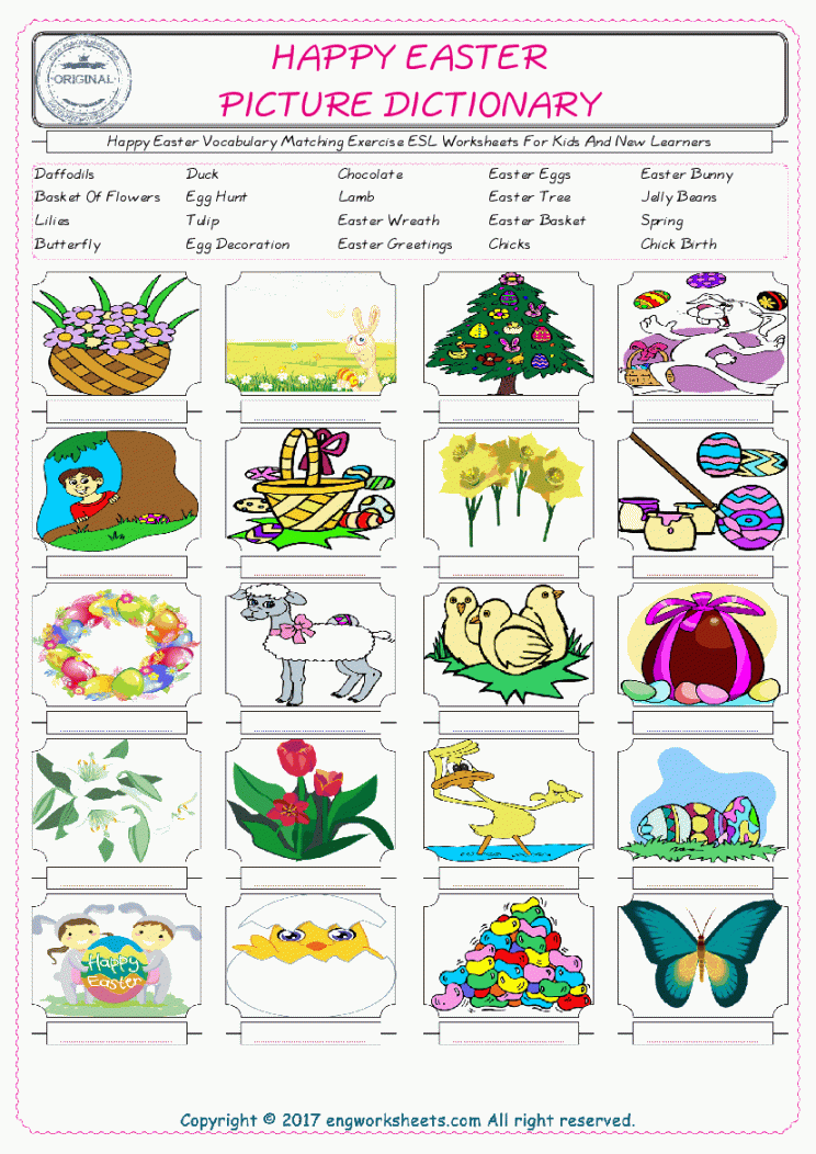 Happy Easter English ESL Vocabulary Worksheets - - EngWorksheets