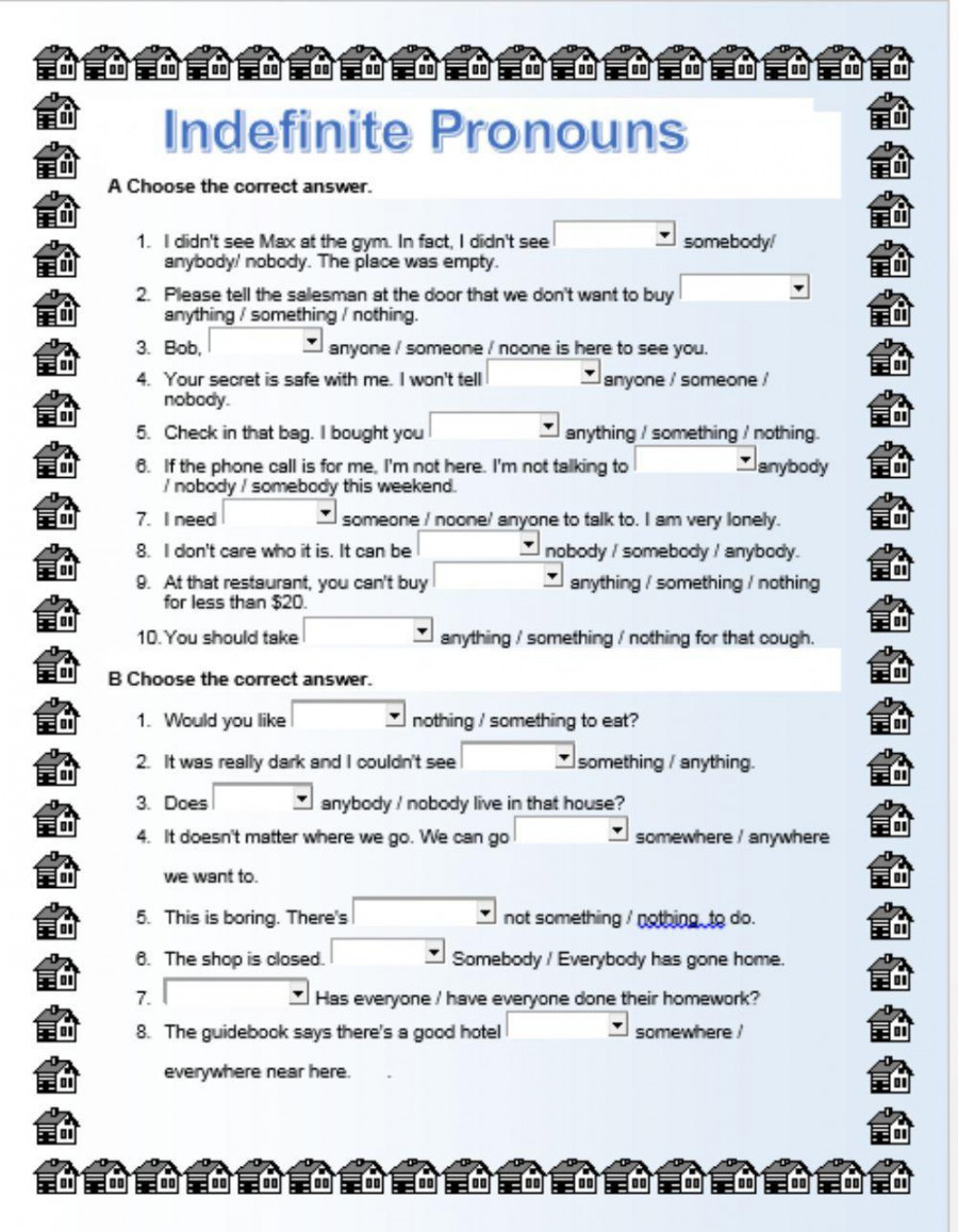 Indefinite Pronouns worksheet  Live Worksheets