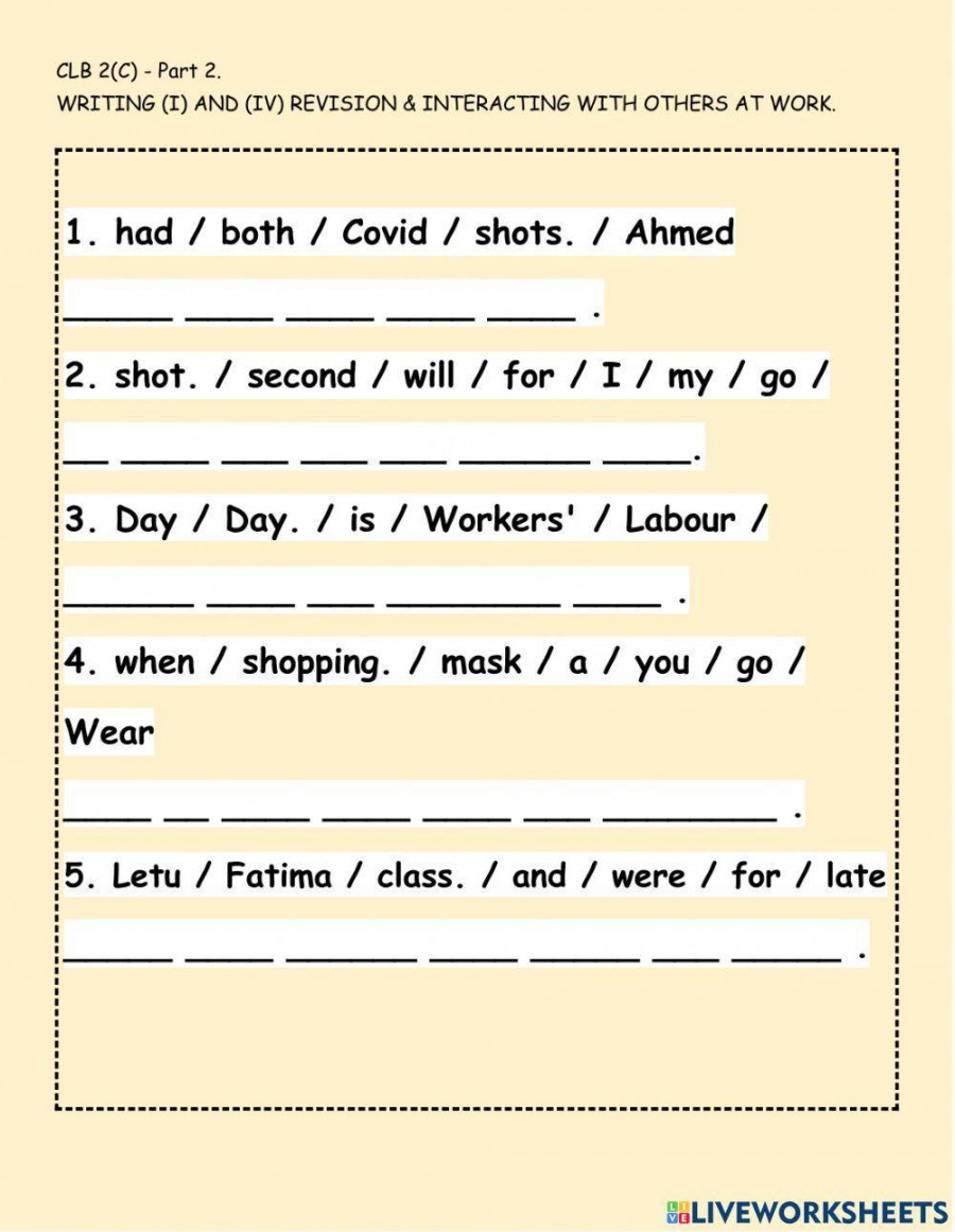 Jumbled sentences online worksheet for pre-intermediate to adult