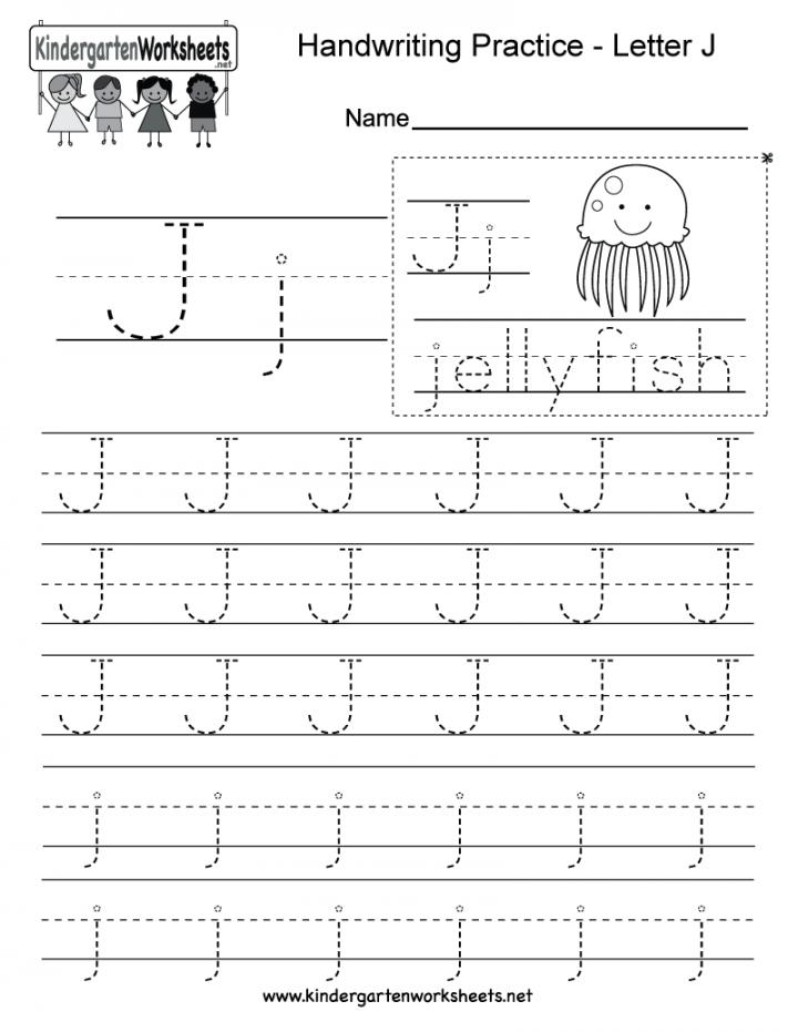 Kindergarten Letter J Writing Practice Worksheet Printable