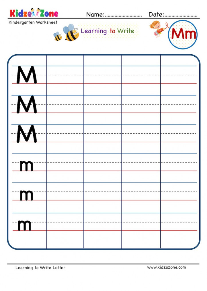 Kindergarten Letter M Writing Worksheet - KidzeZone