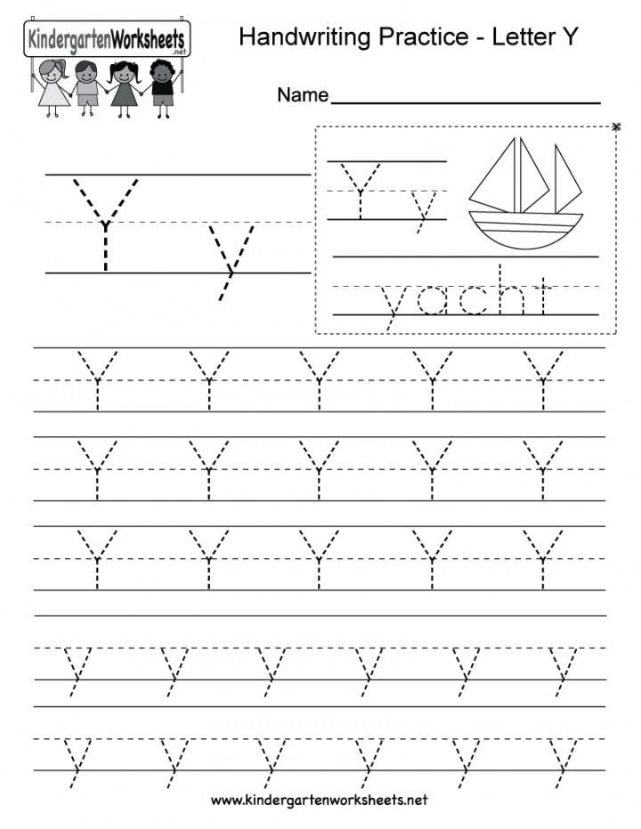 Kindergarten Letter Y Writing Practice Worksheet Printable