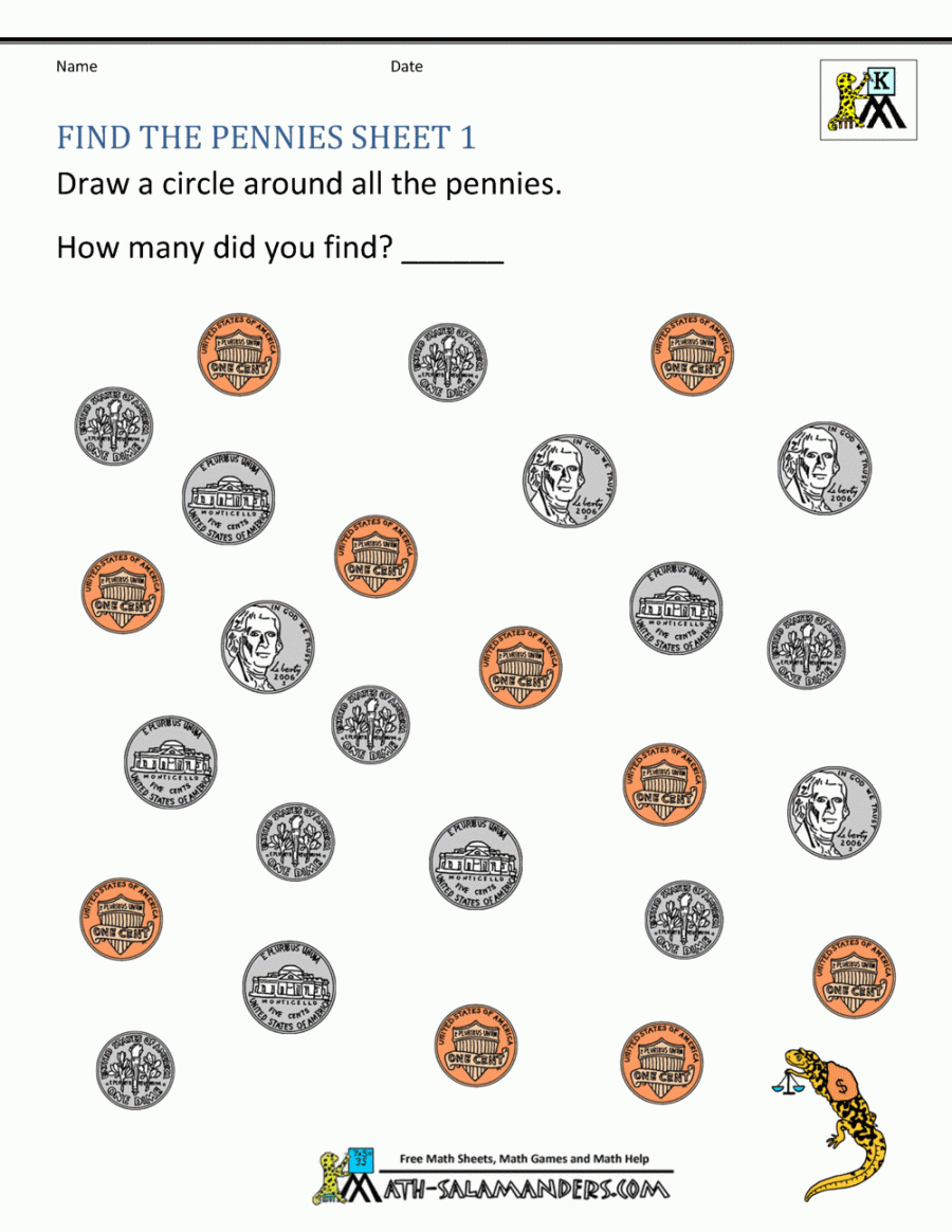 Kindergarten Money Worksheets st Grade