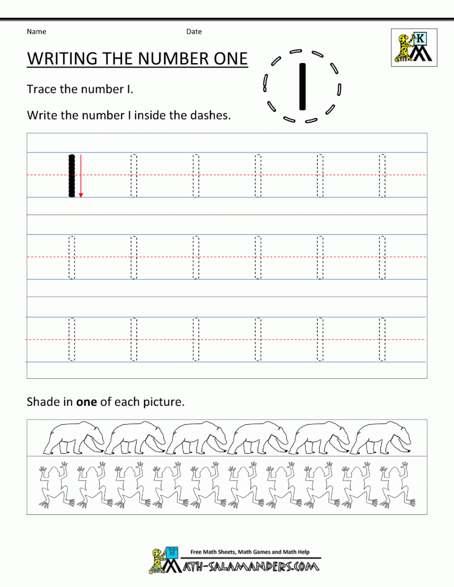 Kindergarten Printable Worksheets - Writing Numbers to