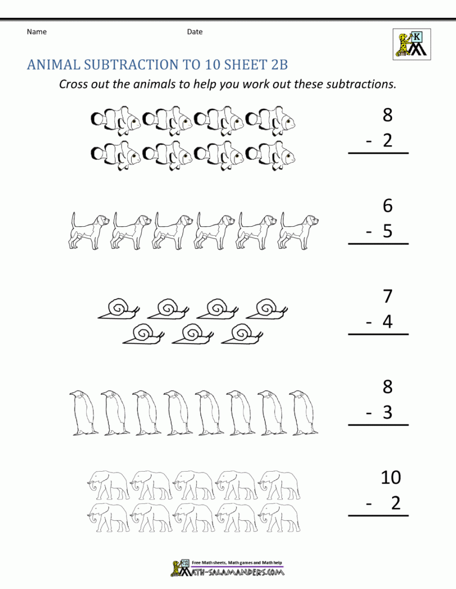 Kindergarten Subtraction Worksheets