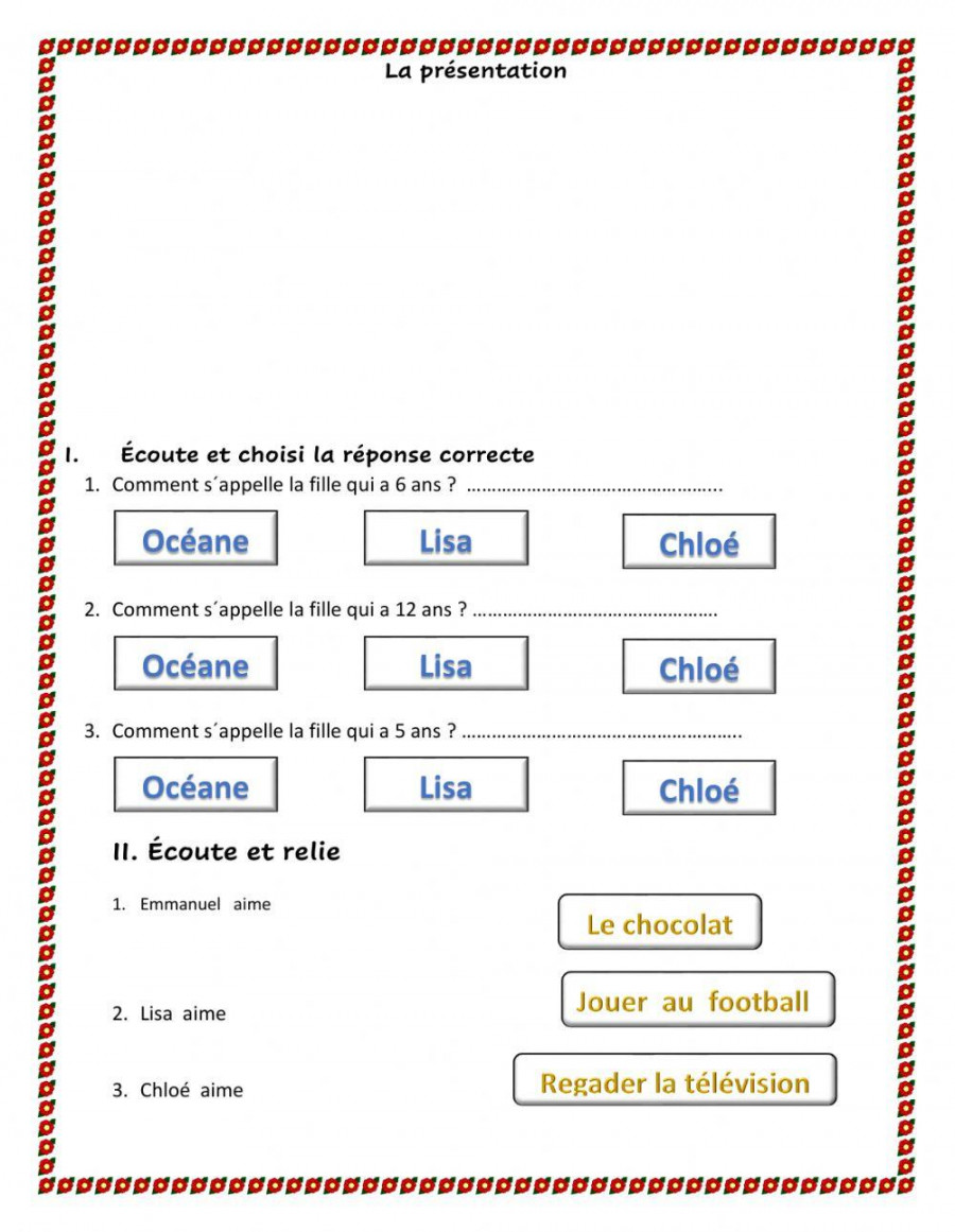 La présentation exercise  Live Worksheets