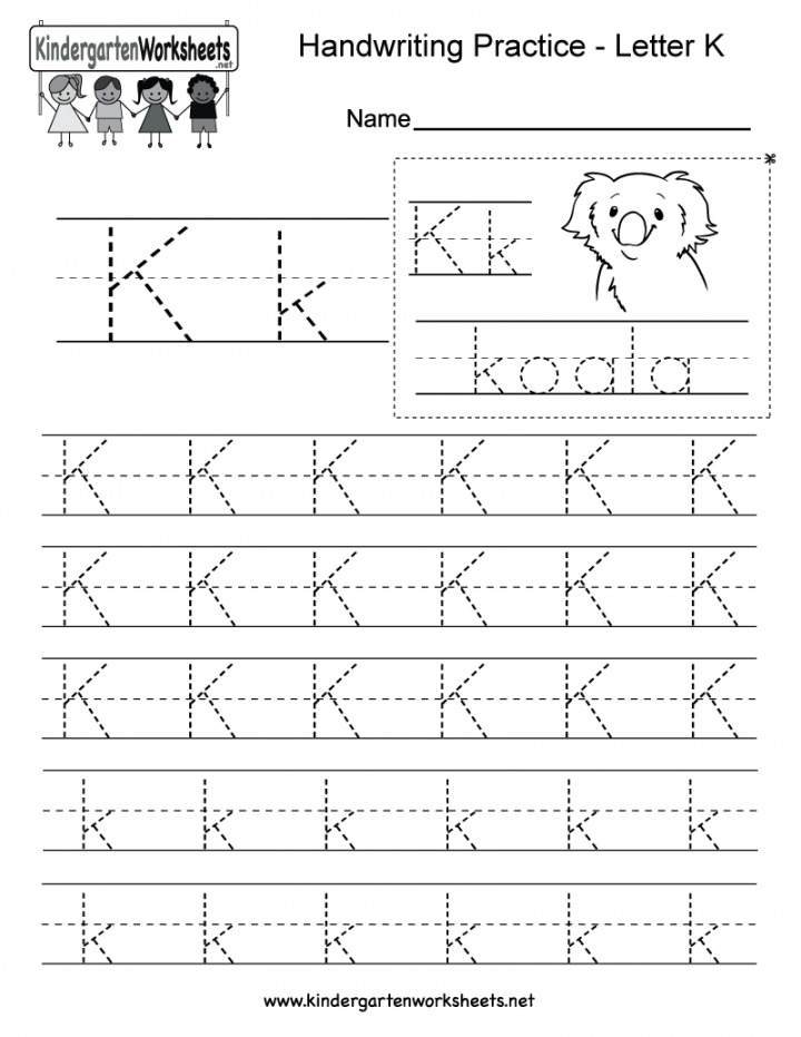 Letter K writing practice worksheet