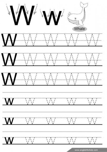 Letter w tracing worksheet, English alphabet worksheets  Tracing