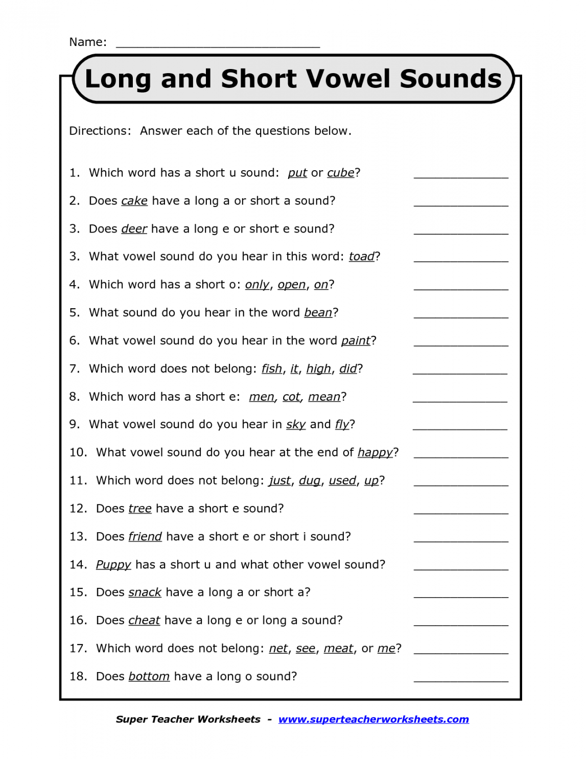 Long and Short Vowel Worksheets  Vowel worksheets, Short vowel