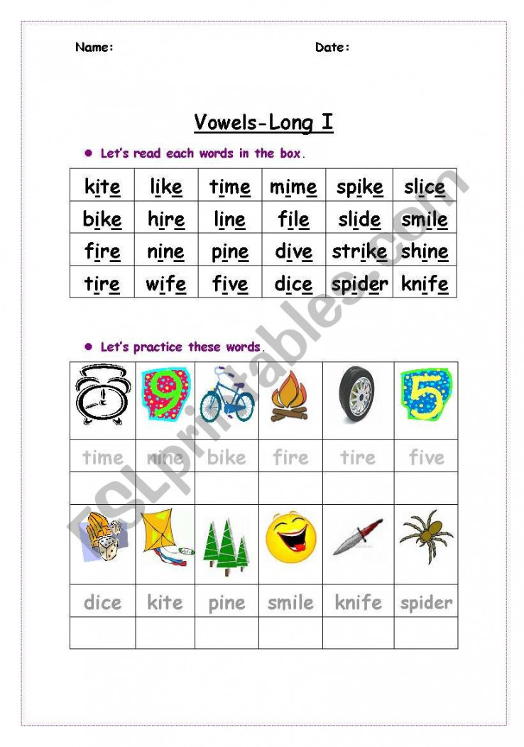 Long Vowel sound - ESL worksheet by ggoma