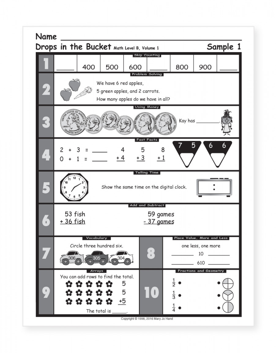 MH- Math Drops in the Bucket - Book  (for nd Grade, first semester)