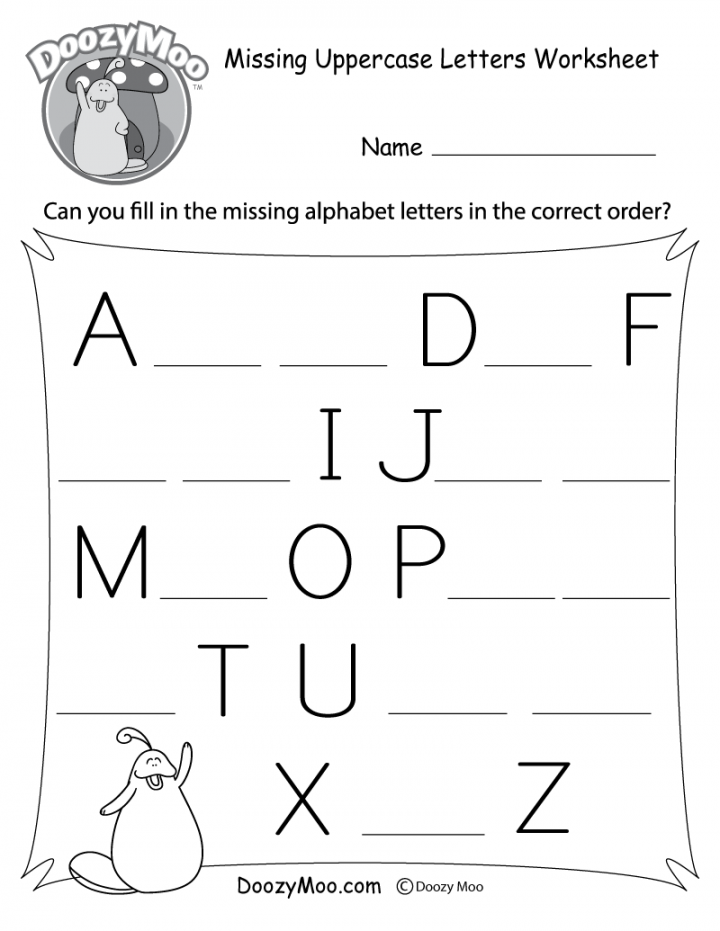 Missing Uppercase Letters Worksheet (Free Printable) - Doozy Moo