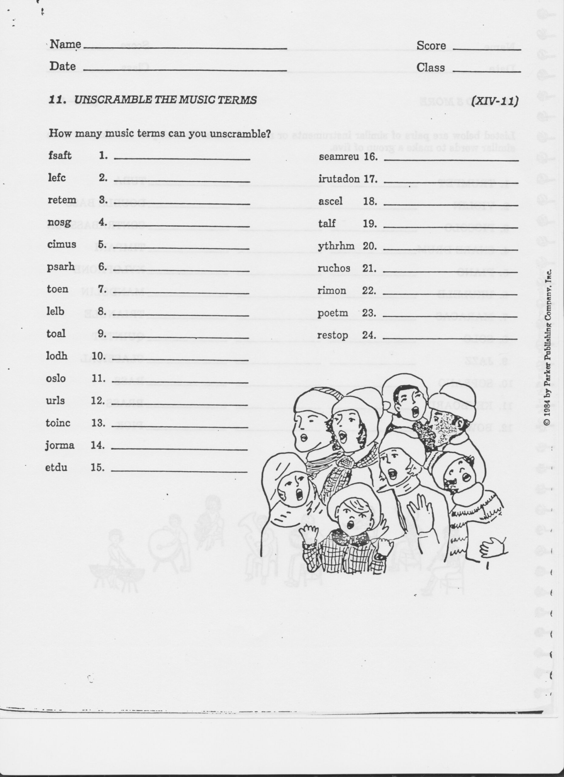 Music Worksheets