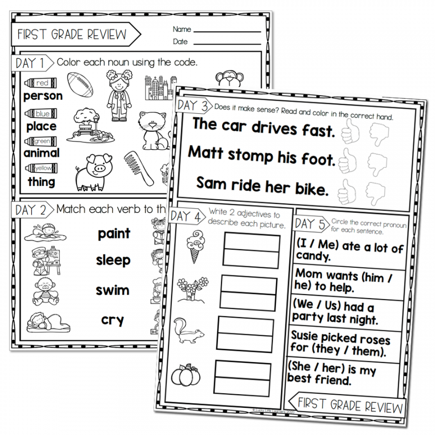 nd Grade Grammar Worksheets - st Grade Review