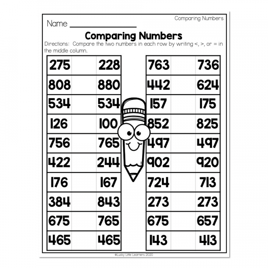 nd Grade Math Worksheets - Place Value - Comparing Numbers - Comparting  Numbers