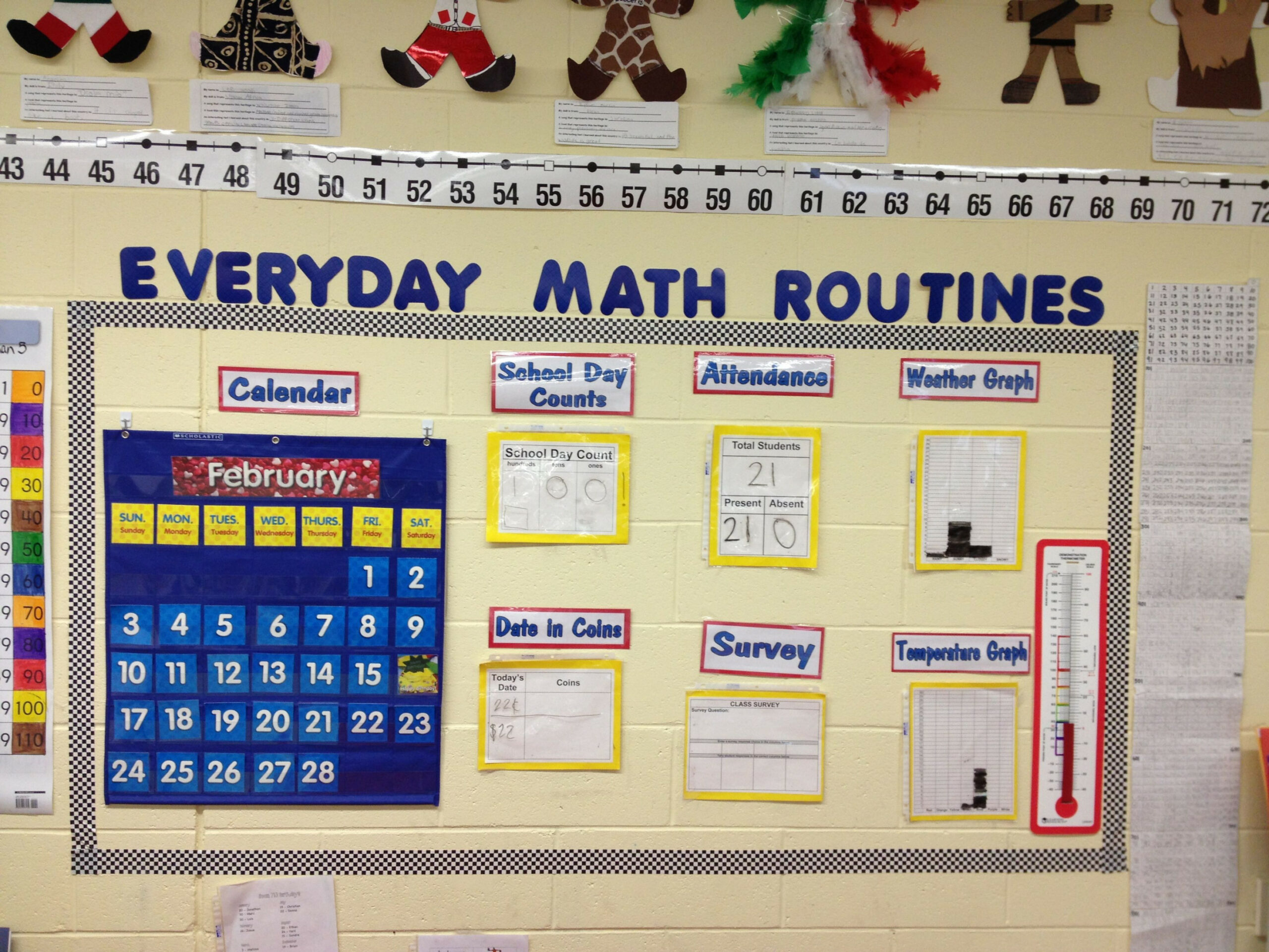 No bulletin board, no problem! Daily routine board for math