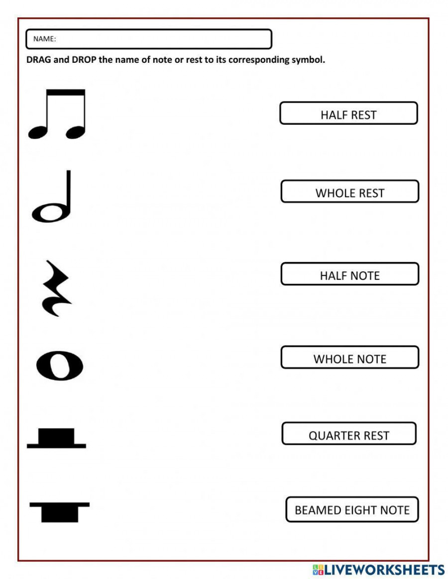 Note and Rest Symbols Activity For Grade  worksheet  Live Worksheets