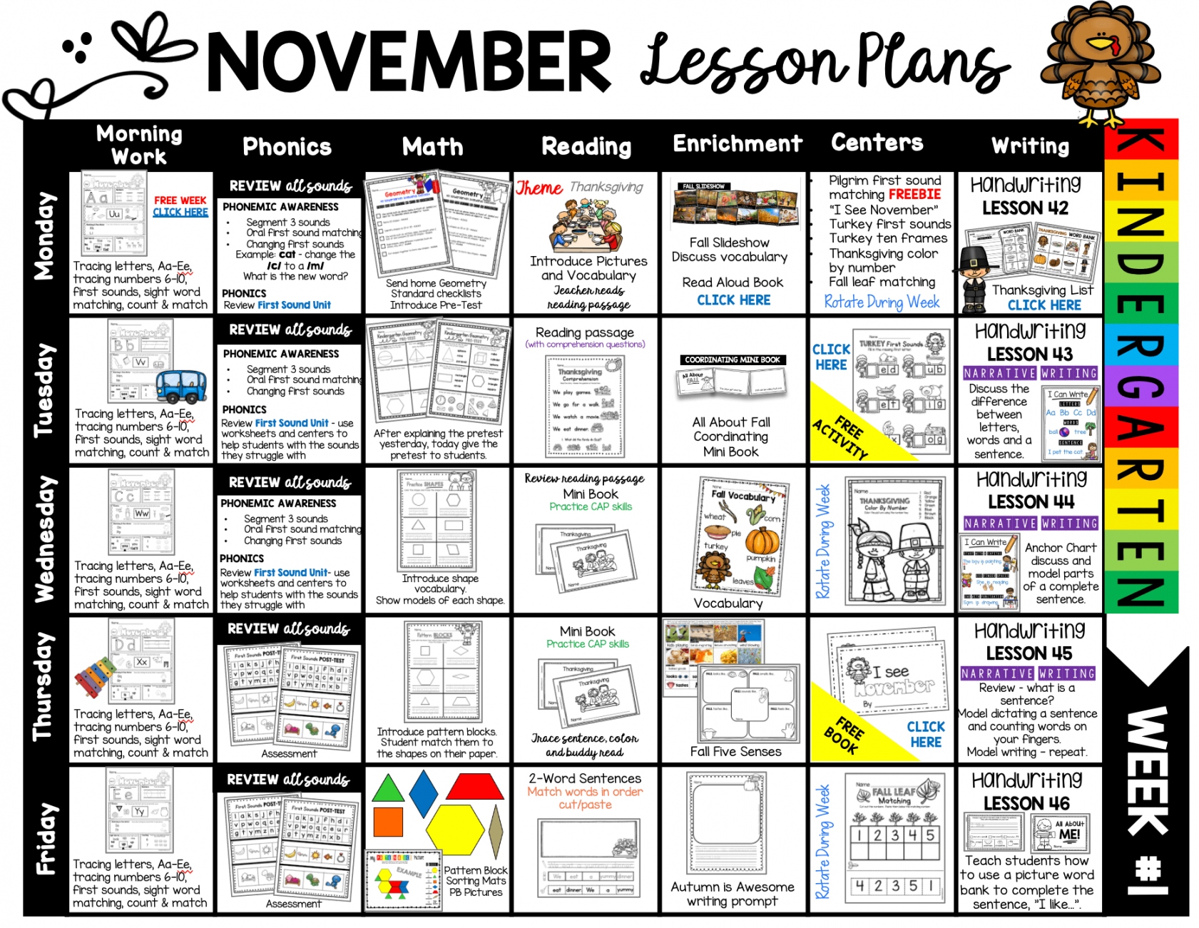 November Kindergarten Activities - Week  FREE BOOK — Keeping My