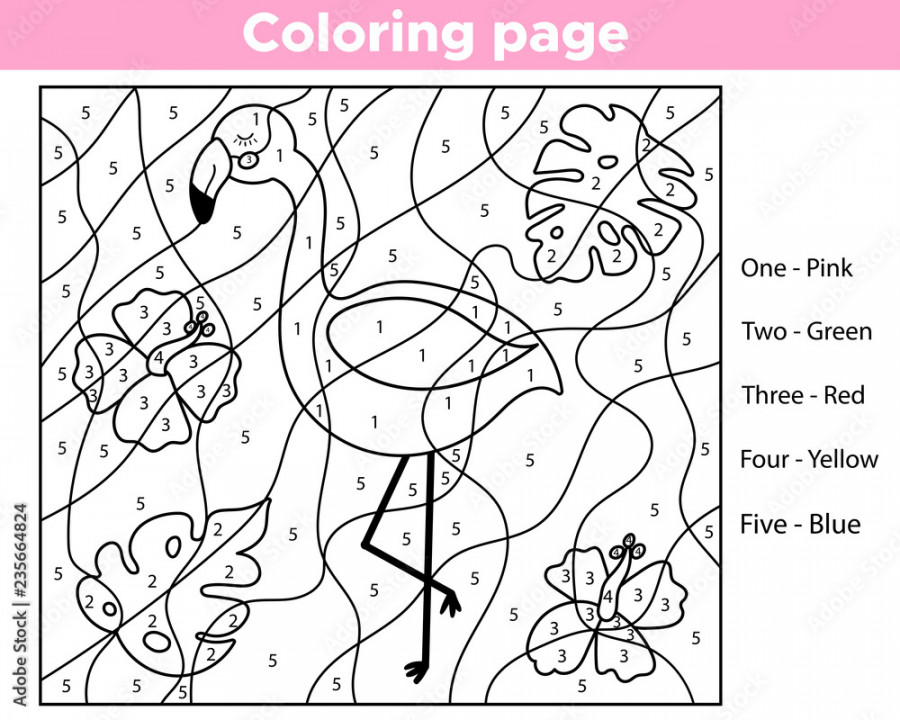 Number coloring page for preschool kids