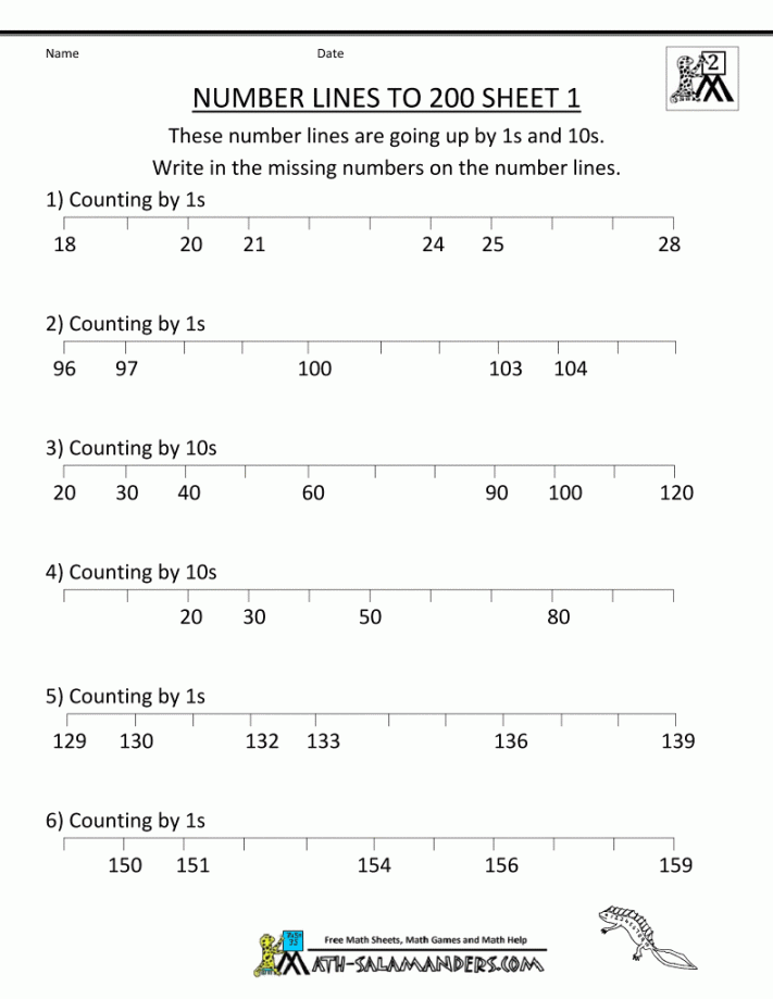 Number Line Worksheets up to   nd grade worksheets, nd