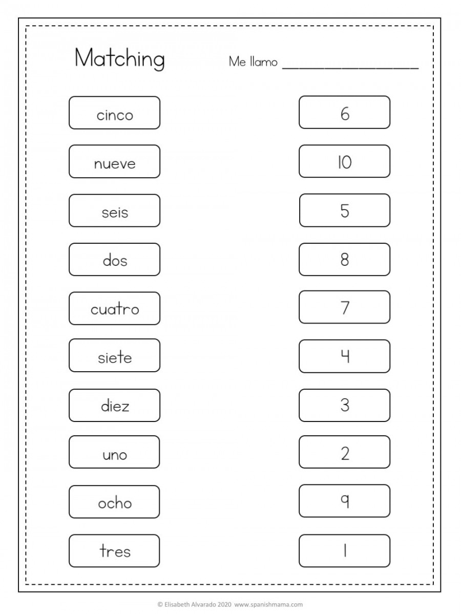 Numbers in Spanish Worksheets and how to Count -000