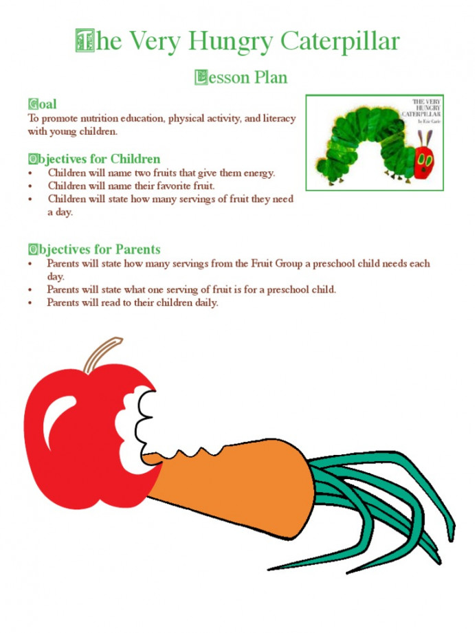 Nutrition Very Hungry Caterpillar Lesson Plan  PDF