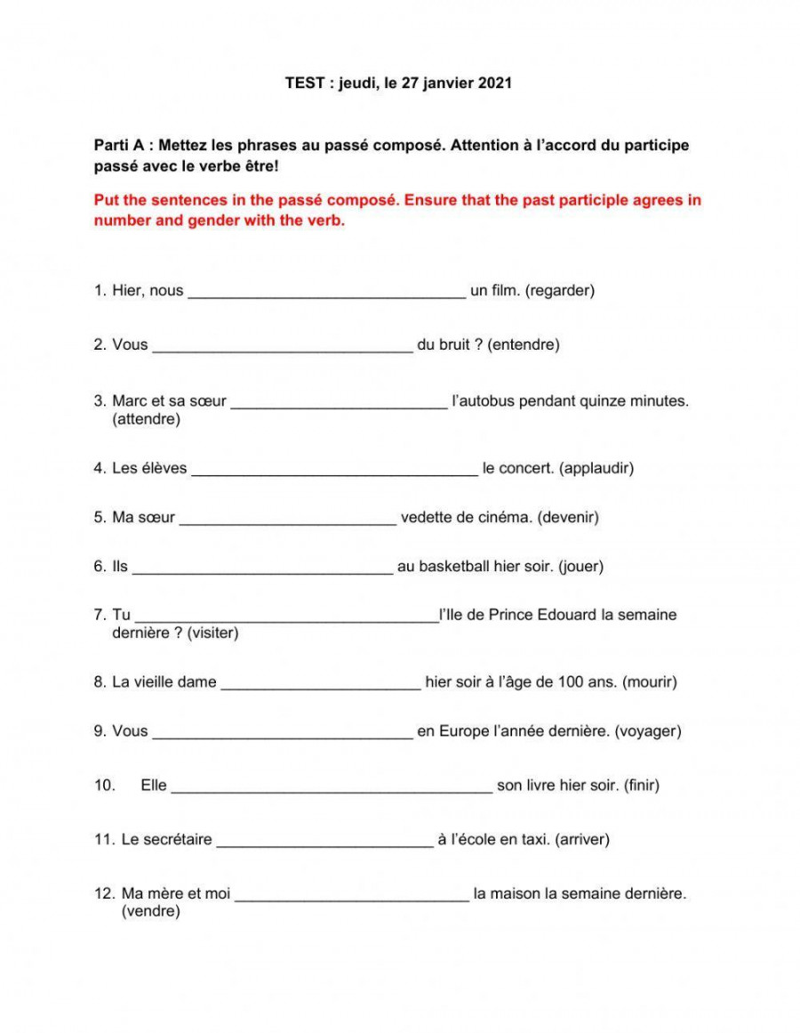 Passe compose-comparisons grade   worksheet  Live Worksheets