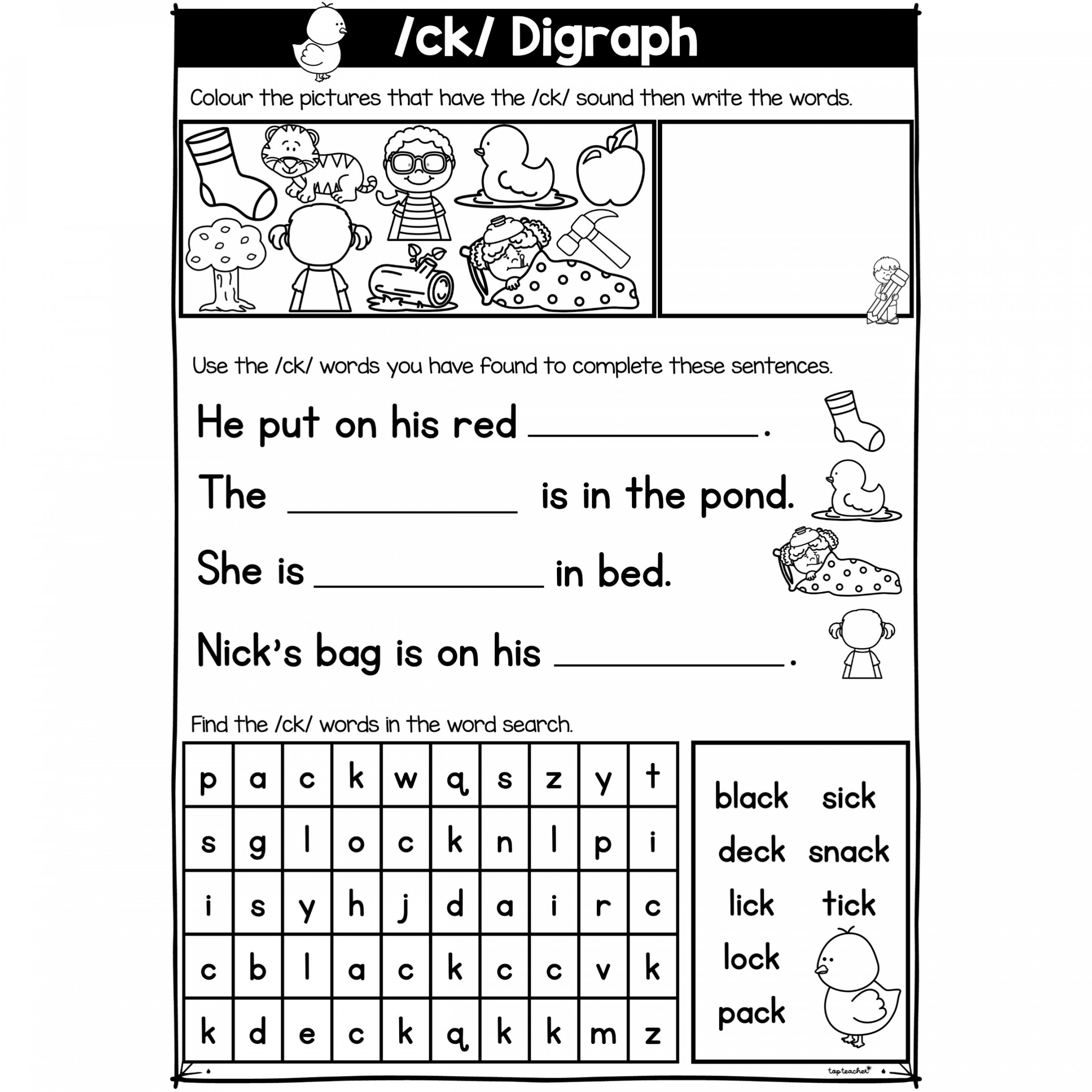 Phonics Digraph CK Worksheet - Top Teacher