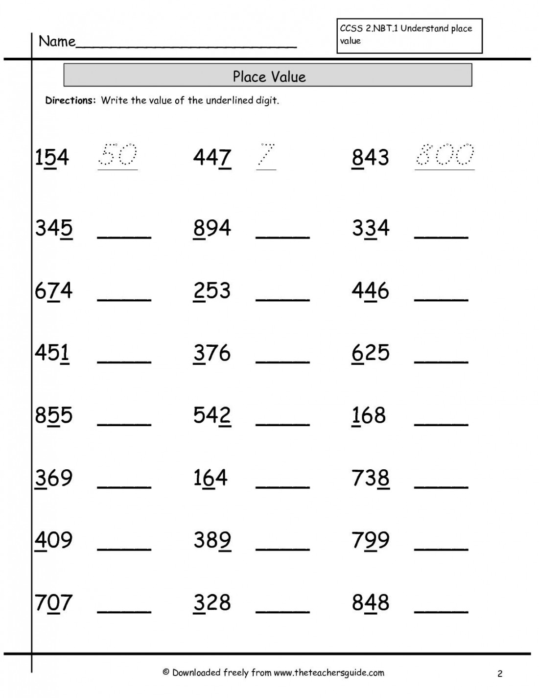 Place Value Worksheets from The Teacher