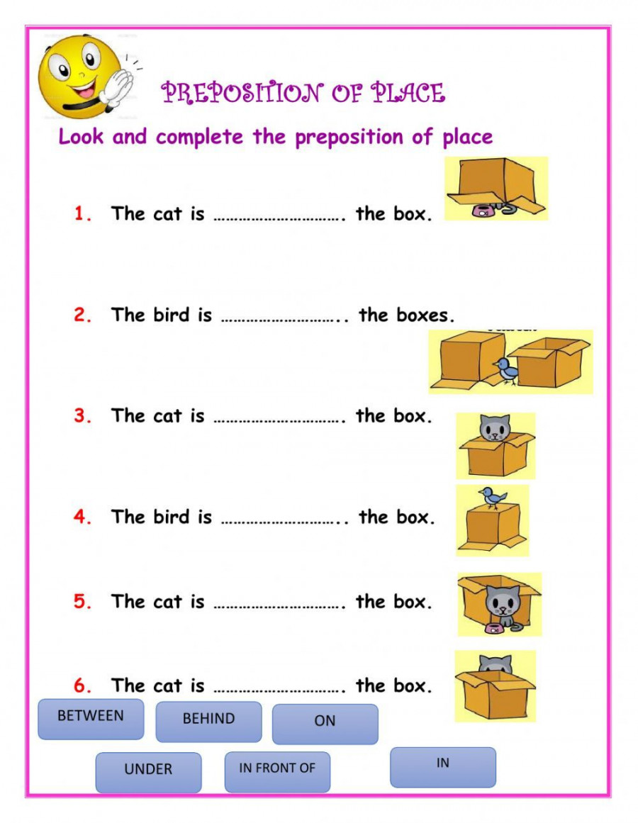 Preposition of place - Interactive worksheet  Prepositions