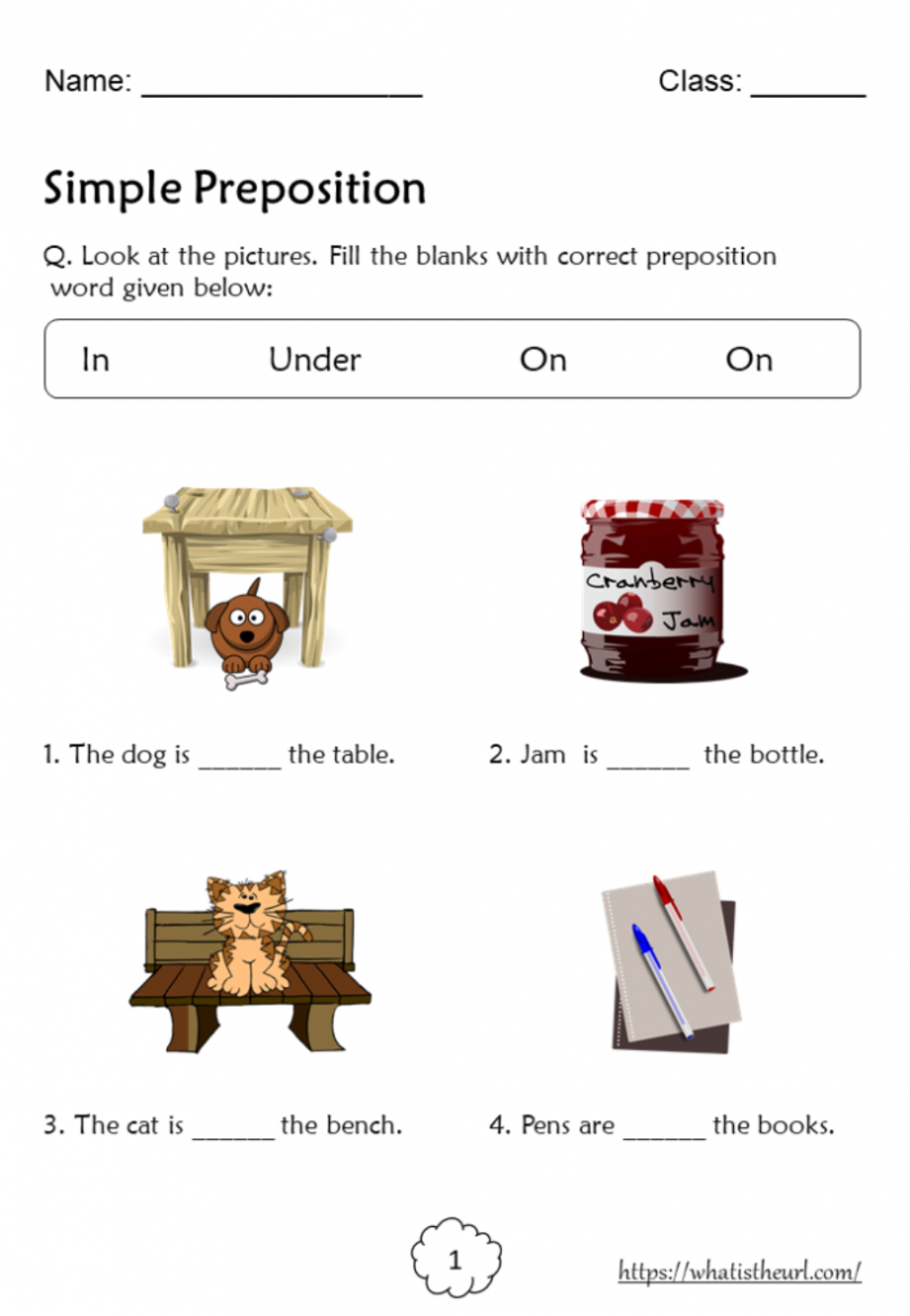 Preposition Worksheets for Grade  - Your Home Teacher