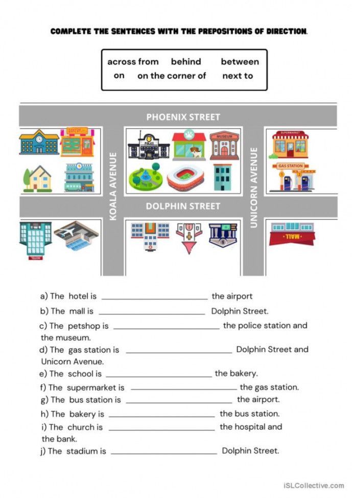 PREPOSITIONS OF DIRECTIONS: English ESL worksheets pdf & doc