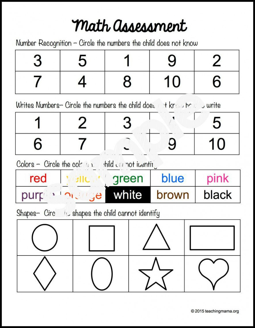 Preschool Assessment Forms  Math assessment, Preschool assessment