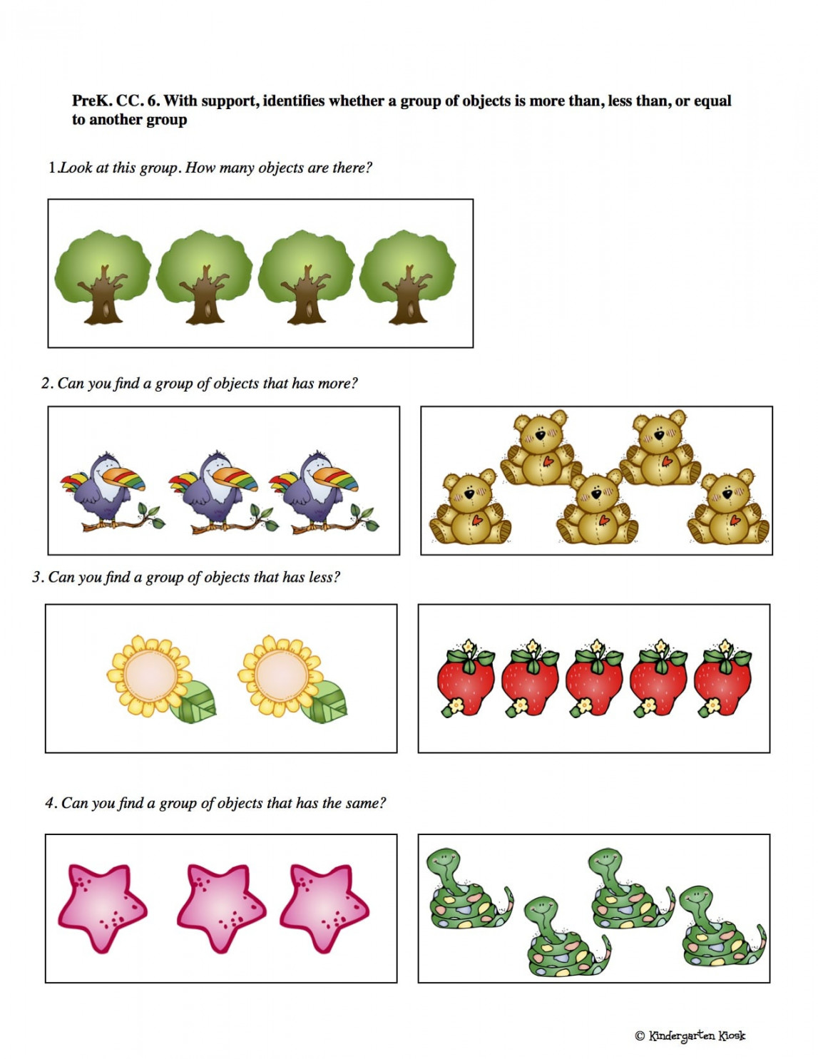 Preschool Assessment Math — Kindergarten Kiosk