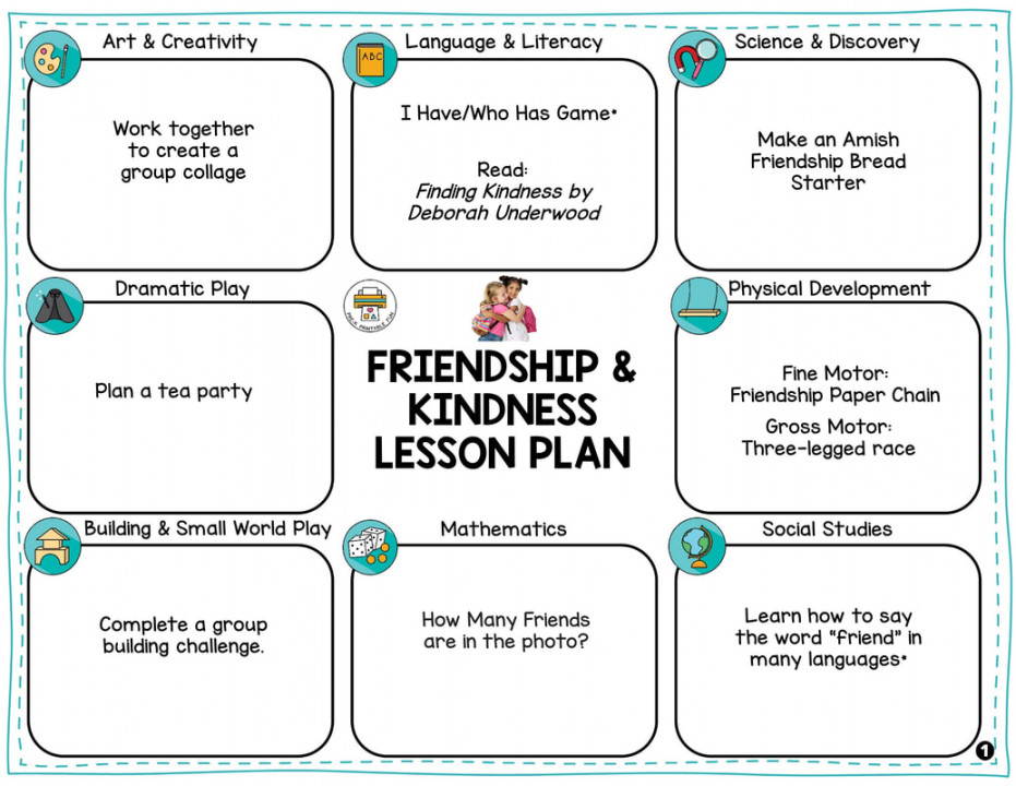 Preschool Friendship and Kindness Lesson Planning Page - Pre-K