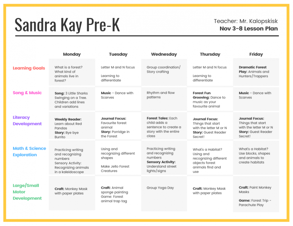 Preschool Lesson Plan - Venngage