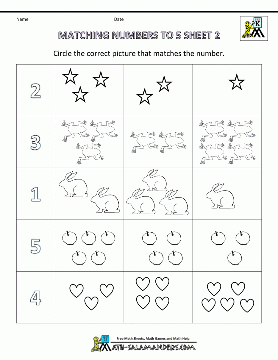 Preschool Math Worksheets - Matching to