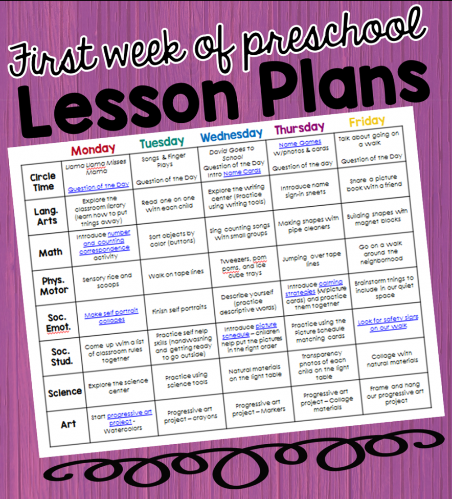 Preschool Ponderings: My lesson plans for the first week of preschool