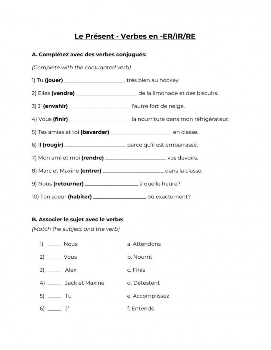 Present Tense Verb Review January  (Gr -) worksheet  Live