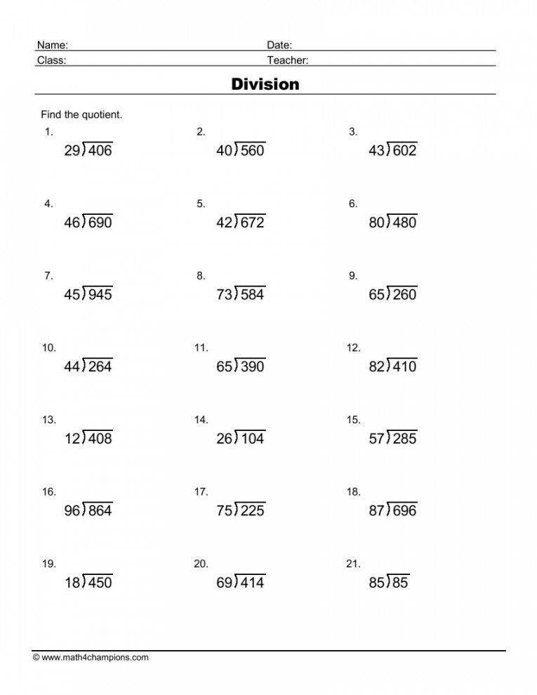 Printable Division Worksheets for Teachers  Math Champions