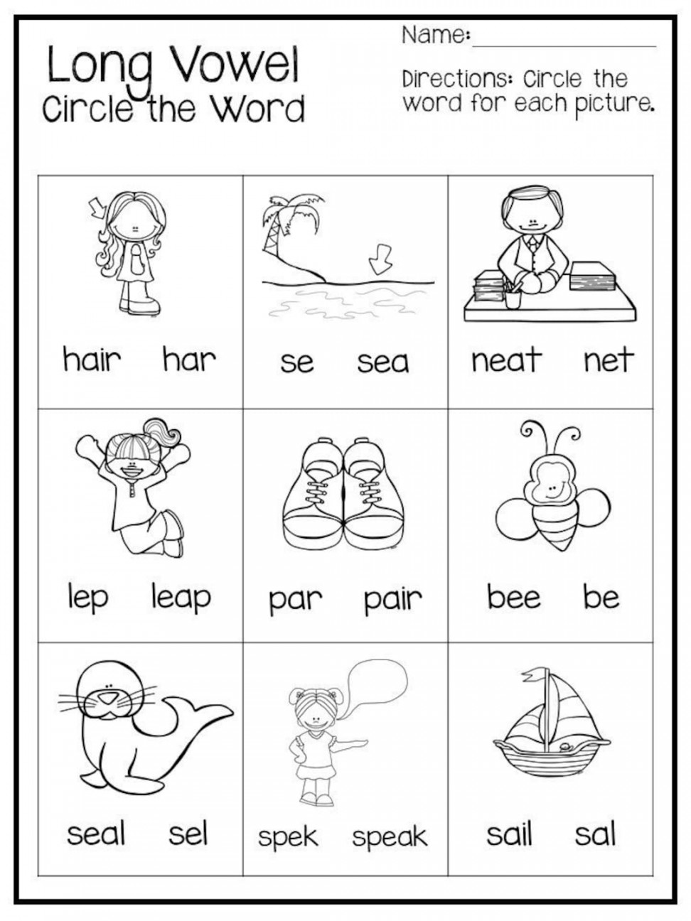 Printable Long Vowel Words Worksheets