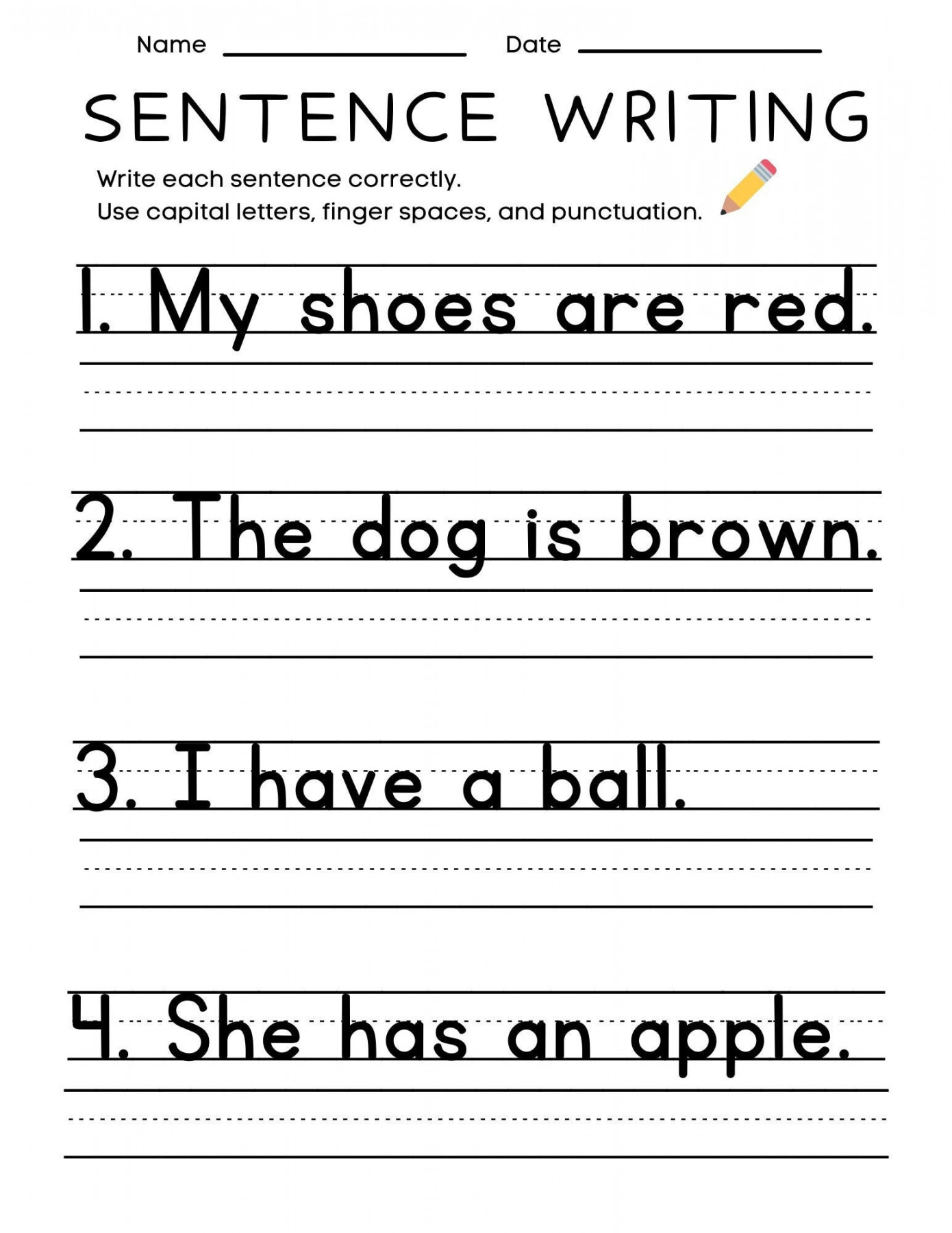 Printable Sentence Writing Worksheets Write the Sentence - Etsy UK