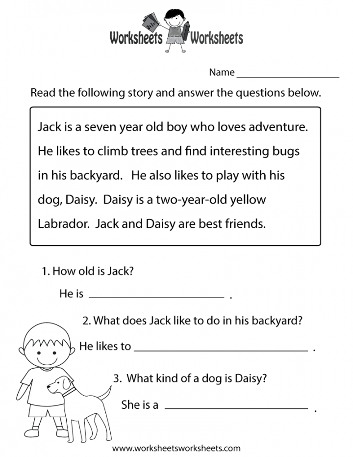 Reading Comprehension Practice Worksheet Printable  Reading