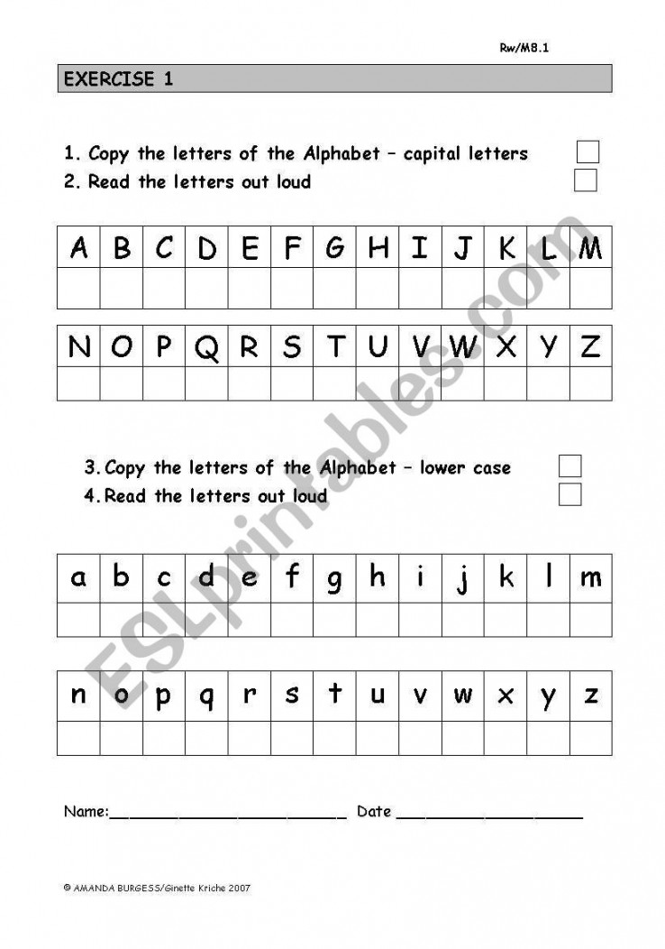 recognise and write alphabet - ESL worksheet by ginette