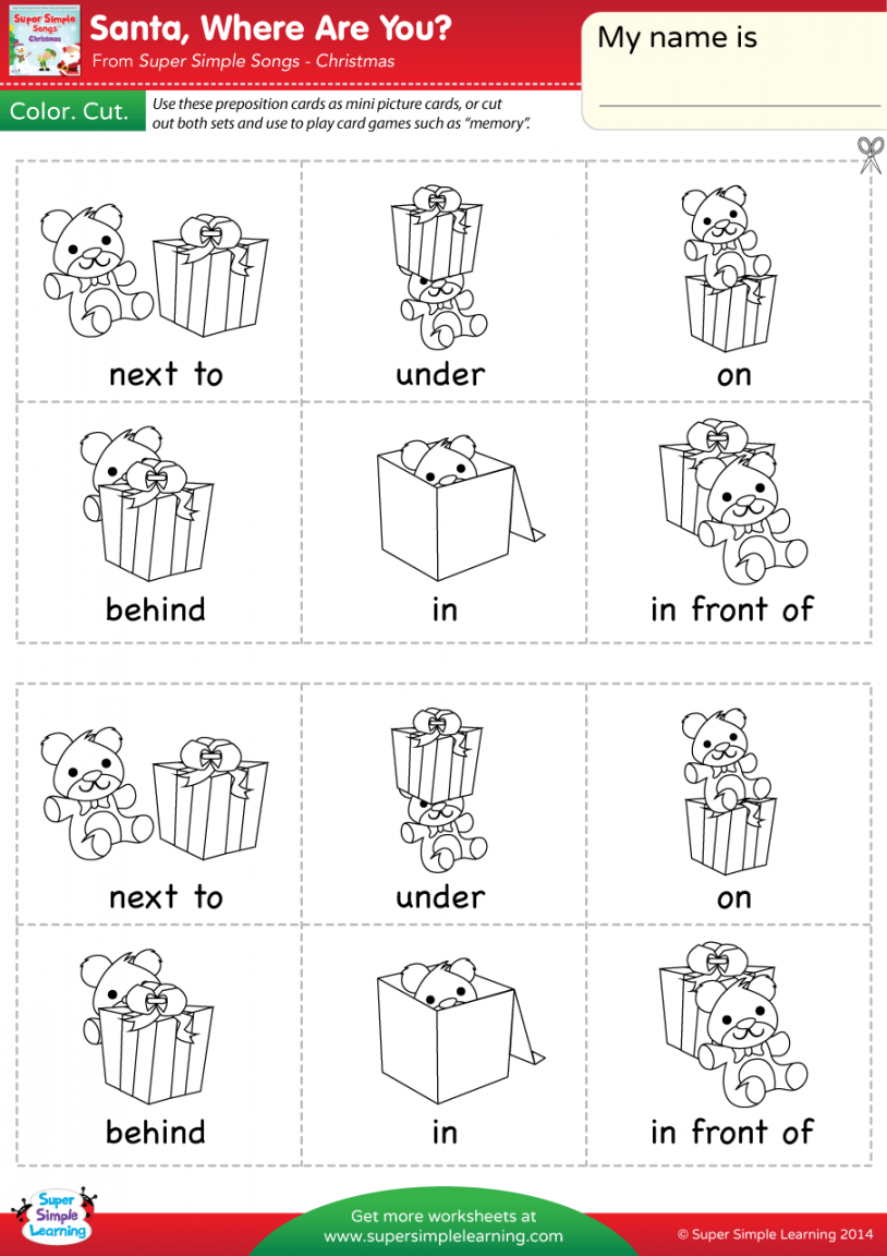 Santa, Where Are You? Worksheet - Prepositions of Place - Super Simple