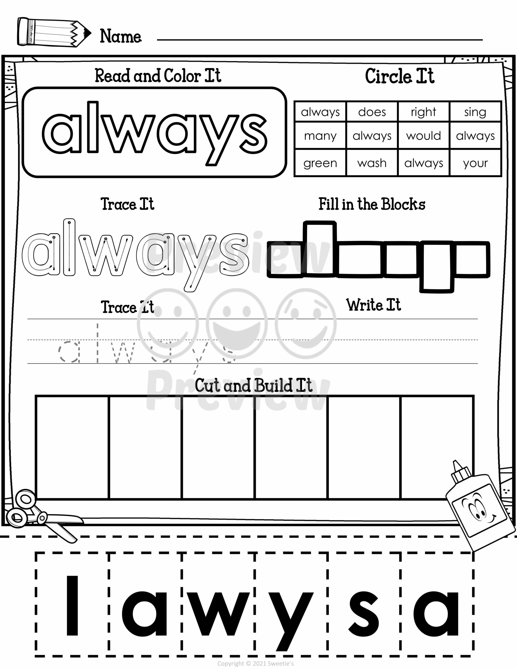 Second Grade Sight Words Worksheets