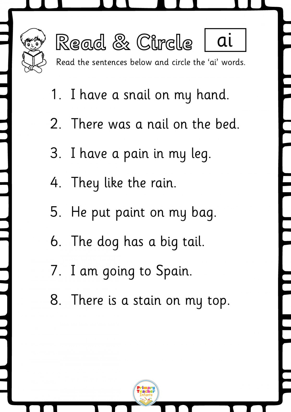 Sentences with digraphs -  sheets included – Primary Teacher Infants